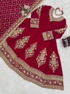 Graceful Long Anarkali with Stretch Pant & Embroidered Dupatta