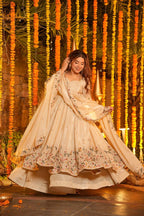 White Festive Wear Anarkali Plazzo Set with Rich Embroidery