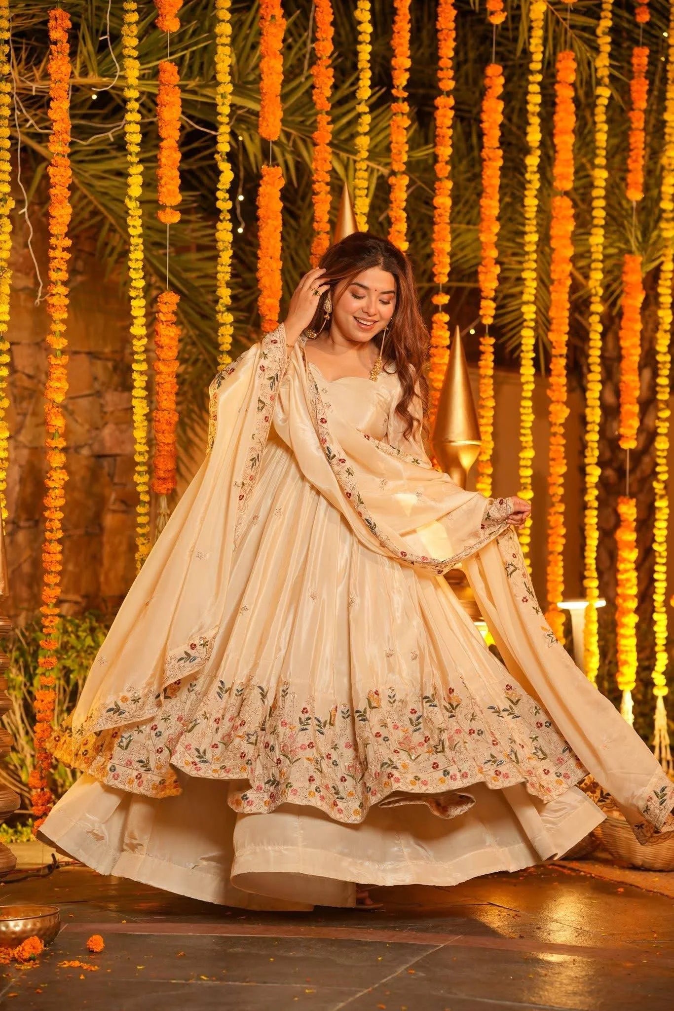 White Festive Wear Anarkali Plazzo Set with Rich Embroidery
