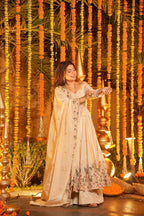 White Festive Wear Anarkali Plazzo Set with Rich Embroidery