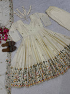 White Festive Wear Anarkali Plazzo Set with Rich Embroidery