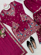 Trendy Eid Outfit Ethnic Kurta Sharara with Elegant Embroidered Dupatta
