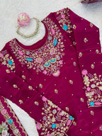 Trendy Eid Outfit Ethnic Kurta Sharara with Elegant Embroidered Dupatta