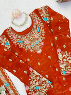 Trendy Eid Wear Ethnic Kurta Sharara with Elegant Embroidered Dupatta