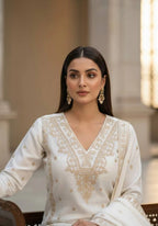 Luxury White Jimmy Choo Party Wear Plazzo Set