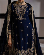 Luxury GMY Silk Embroidered Top Plazzo Set with Dupatta