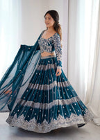 Classic Celebration Look: Thread & Sequence Faux Georgette Lehenga