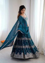Classic Celebration Look: Thread & Sequence Faux Georgette Lehenga