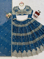 Classic Celebration Look: Thread & Sequence Faux Georgette Lehenga