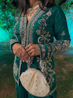 Classic Satin Elegance: Lehengaâ€“Blouseâ€“Koti Set for Festive Glam