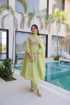 Lime Green Embroidered Anarkali Suit – Elegant Festive Wear for Women