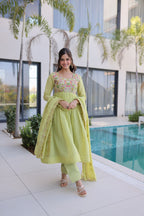 Lime Green Embroidered Anarkali Suit – Elegant Festive Wear for Women