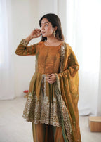 Chic Festive Wear Plazo Set â€“ Two-Tone Fandy Silk with Real Mirror Work
