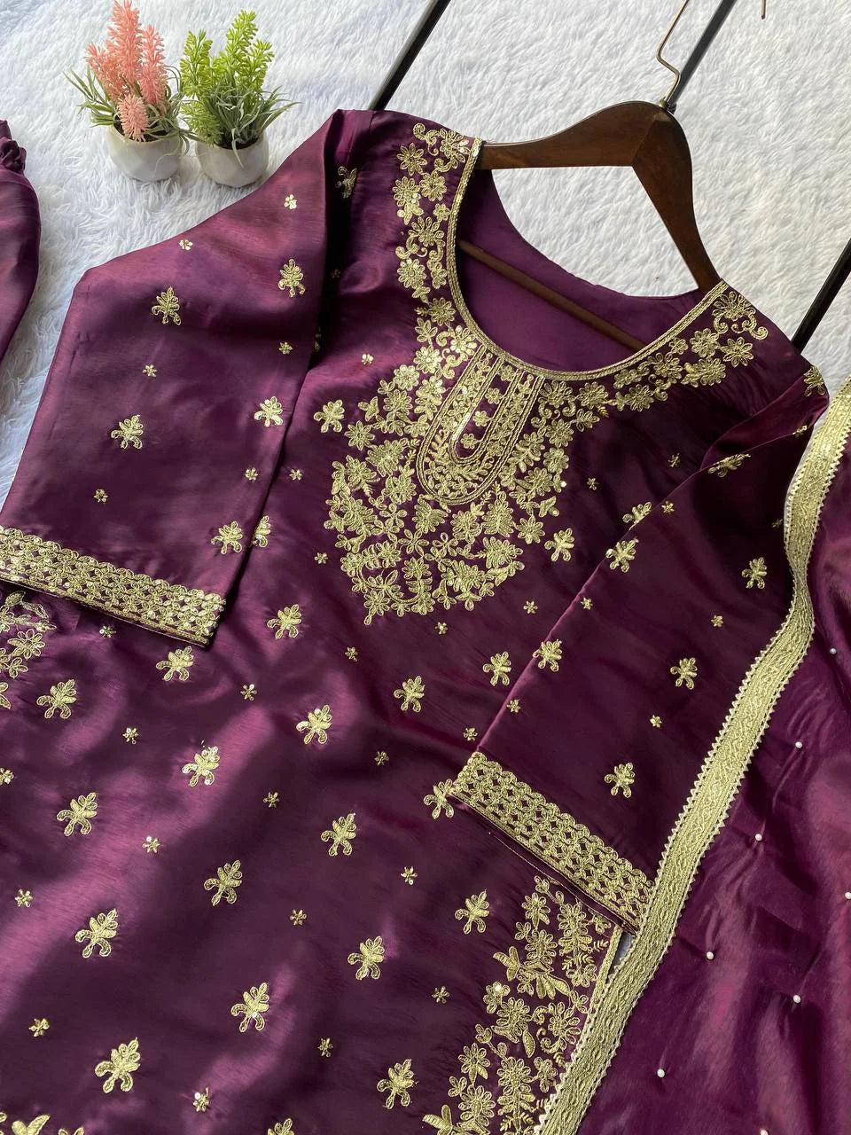 Designer Sharara Set â€“ GMY Silk with Sequen Embroidery & Beads Dupatta
