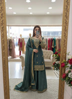 Elegant Eid Look GMY Silk Plazzo Outfit with Sequence Detailing