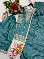 Elegant Eid Look GMY Silk Plazzo Outfit with Sequence Detailing