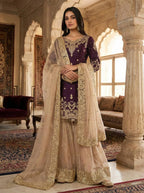 Eid Special GMY Silk Sharara Set with Heavy Diamond & Moti Embroidery