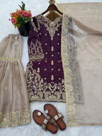 Eid Special GMY Silk Sharara Set with Heavy Diamond & Moti Embroidery
