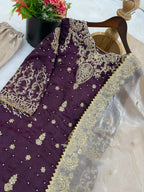 Eid Special GMY Silk Sharara Set with Heavy Diamond & Moti Embroidery