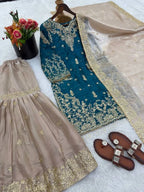 Luxury Eid Wear Sharara Suit in Heavy GMY Silk with Dori-Sequence Work