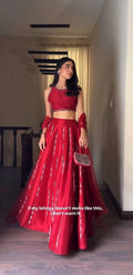 Graceful Ethnic Lehenga â€“ Malai Satin Silk with Real Mirror & Thread Embroidery