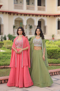 Graceful Lehenga â€“ Faux Georgette with Beads Work Blouse & Shrug