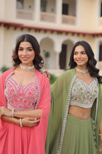 Graceful Lehenga â€“ Faux Georgette with Beads Work Blouse & Shrug