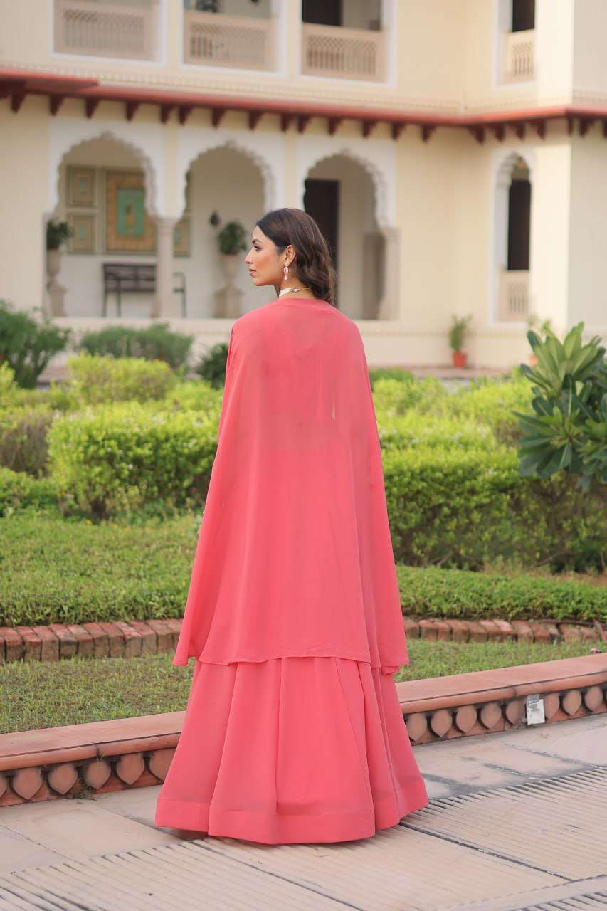 Graceful Lehenga â€“ Faux Georgette with Beads Work Blouse & Shrug
