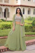 Graceful Lehenga â€“ Faux Georgette with Beads Work Blouse & Shrug