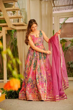 Trending Floral Anarkali Gown with Premium Organza Dupatta â€“ Wedding Collection