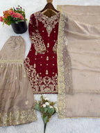 Festive Special GMY Silk Sharara Suit with Rich Hand-Style Embroidery