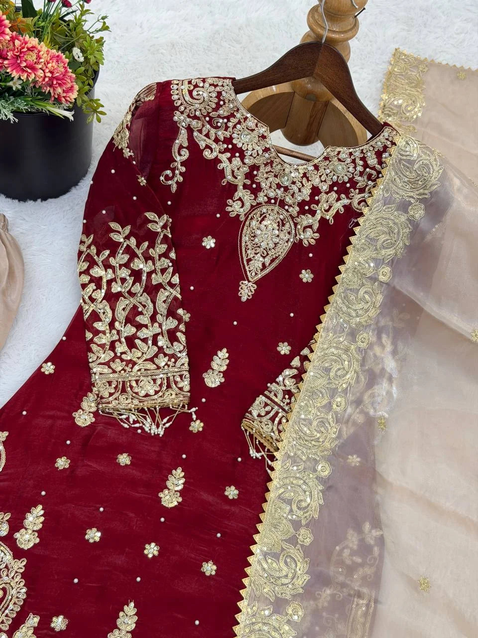 Festive Special GMY Silk Sharara Suit with Rich Hand-Style Embroidery