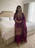 Stylish Eid Wear Fendy Top Plazzo Set with Embroidered Dupatta