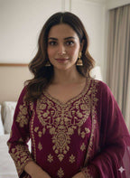 Stylish Eid Wear Fendy Top Plazzo Set with Embroidered Dupatta