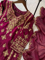 Stylish Eid Wear Fendy Top Plazzo Set with Embroidered Dupatta
