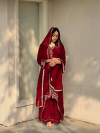 Graceful Faux Georgette Party Wear Kurti Set with Moti Work Detailing