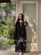 Premium Faux Georgette Embroidery Top Bottom Set â€“ Ready to Wear
