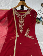 Graceful Faux Georgette Party Wear Kurti Set with Moti Work Detailing