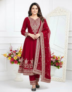 Eid Celebration Wear Heavy Embroidery Faux Georgette Palazzo Suit