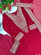 Eid Celebration Wear Heavy Embroidery Faux Georgette Palazzo Suit