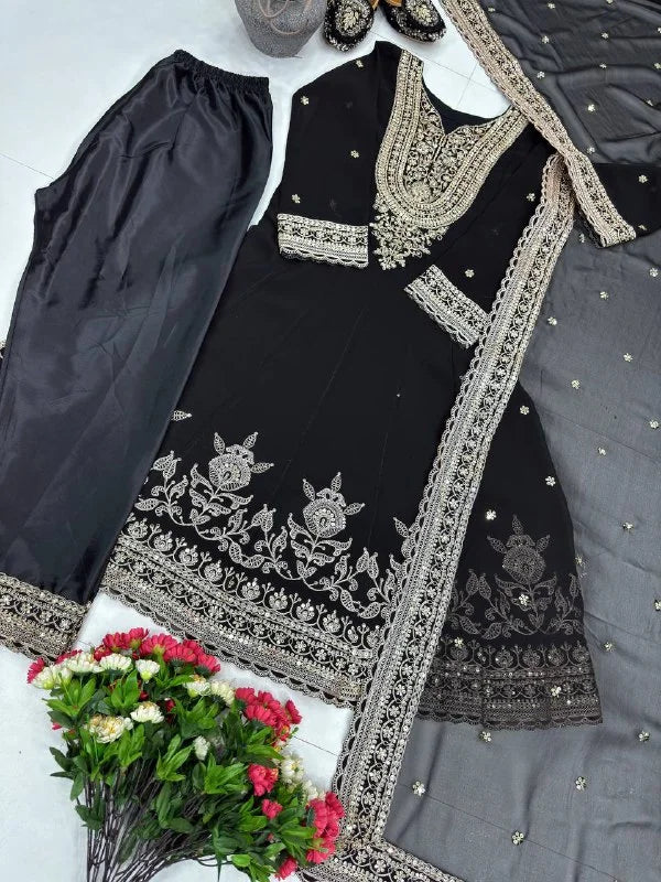 Classic Eid Collection Faux Georgette Top & Palazzo with Dupatta