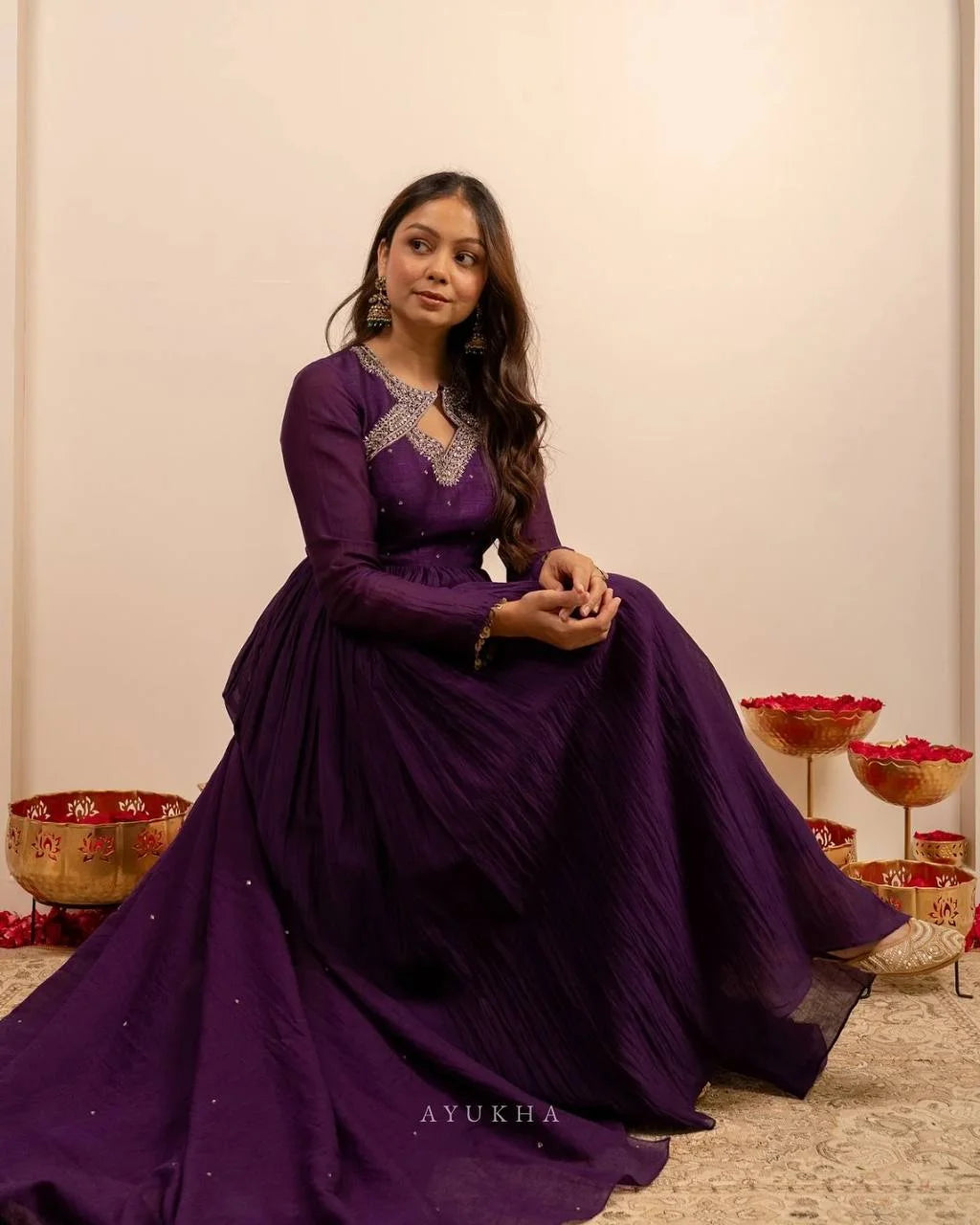 Chic Vichitra Silk Anarkali Set â€“ Perfect for Festive Occasions