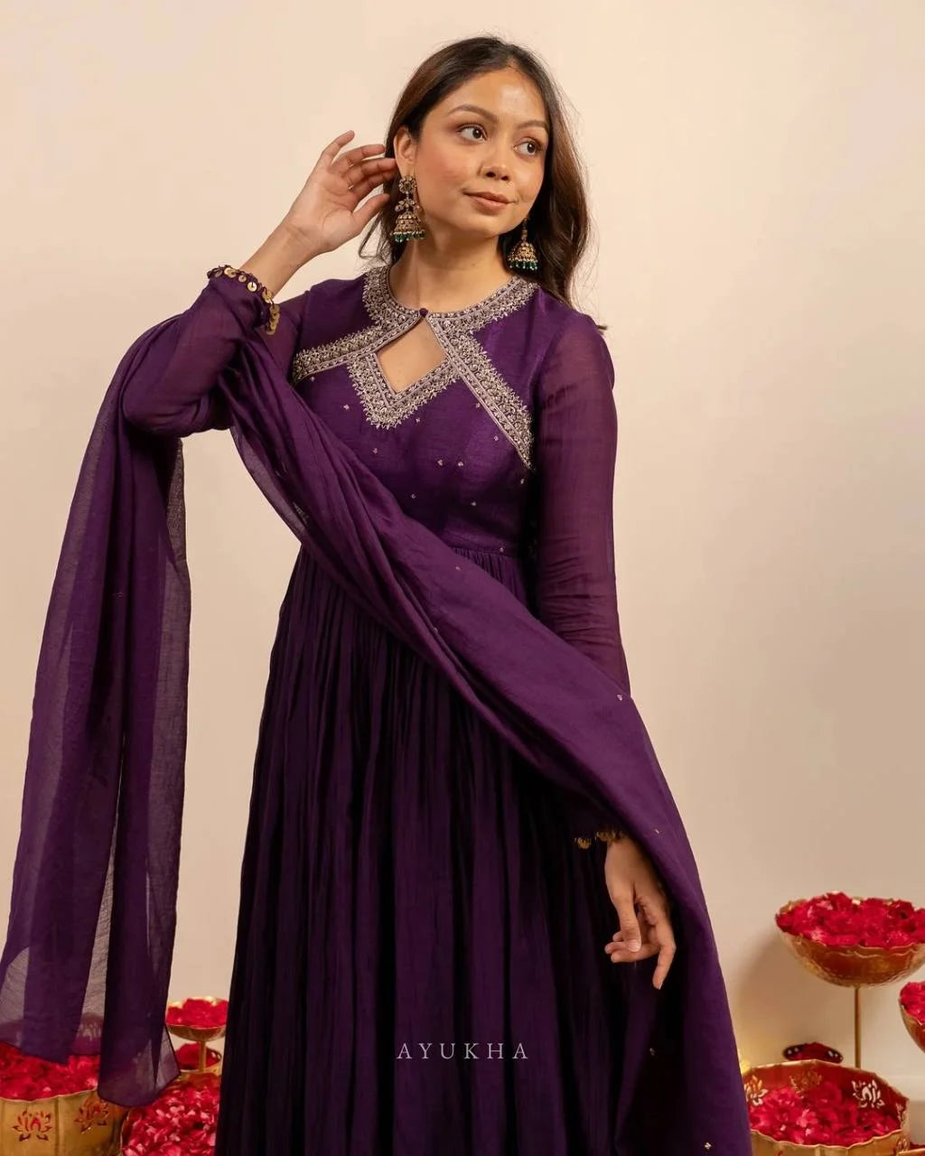 Chic Vichitra Silk Anarkali Set â€“ Perfect for Festive Occasions