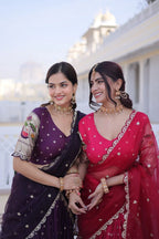 Festive Dola Silk Lehenga Choli with Meena Weaving & Lace Work Dupatta
