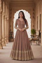 Premium Faux Georgette Embroidered Party Wear Gown with Net Dupatta