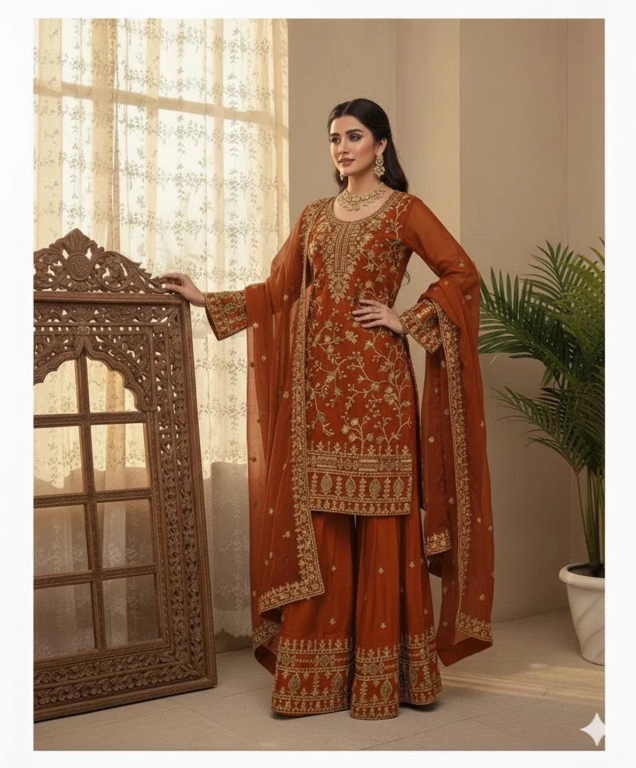 Eid Wear Jimmy Choo Sharara Set with Heavy Sequence Embroidery