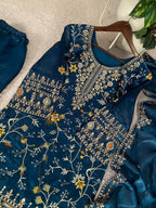 Premium Jimmy Choo Embroidered Top Sharara Set with Dupatta