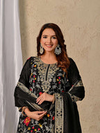 Luxury Chinon Silk Sharara Palazzo Outfit – Dupatta with Lace Work