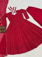 Luxury Blooming Georgette Full Sleeve Anarkali Set with Plazzo