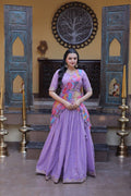 Purple Lehenga Set with Printed Dupatta – Perfect Wedding Glam Look